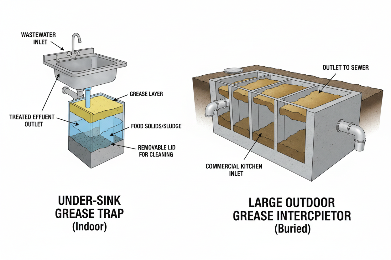 Grease Trap vs Grease Interceptor: What’s the Difference and Which Do You Need?